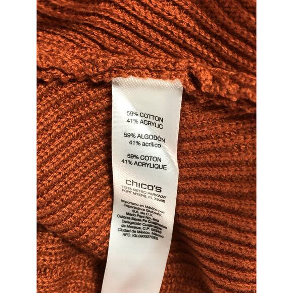 Chico’s Women Sweater Turtle L Long Sleeve Pullover Knit Y2K Minimalist Orange - Picture 7 of 10
